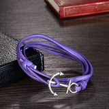 Leather Bracelet Anchor 8 Inches 10MM Hook Clasp L477