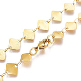 Stainless Steel Chain Necklaces Lobster Rhombus Gold 16.37 inches 41.6cm Z555