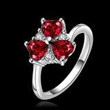 Sterling Silver Plated Heart CleverZirconia Flower Band Ring Size 8 B143