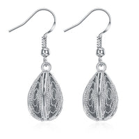 Yellow Gold Platinum Plated Earrings Drop Dangle Fish Hook Clasp L640