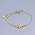 201 Stainless Steel Link Bracelet Lobster Hamsa Hand Silver Adjustable P260