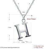 Sterling Silver Plated Necklace Women Pendant Initial Letter Alphabet B375