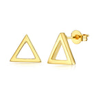 Rose Gold Plated Earrings Triagle Stud Push Back Clasp L514