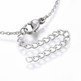 304 Stainless Steel Lariat Necklaces Lobster Clasp Heart Silver 17.3" P659