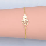 Stainless Steel Link Bracelet Lobster Clasp Hamsa Silver Gold Adjustable P261