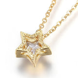 304 Stainless Steel Pendant Necklaces Cubic Zirconia Star Silver Gold 17.8" P661