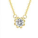 Yellow Gold Plated Necklace Pendant Flower Zirconia 20 Inches 1MM Lobster B179