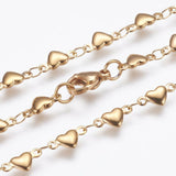 Stainless Steel Necklace Lobster Ion Plating Heart 18" 45.5cm Z643