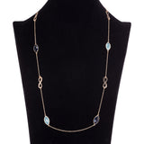 Yellow Gold Plated Necklace Chain  AAA Zirconia Blue Lobster Clasp B390