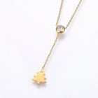 Stainless Steel Set Earrings Pendant Necklace Christmas Tree Gold 16.54" P728