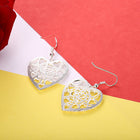 Yellow Gold Platium Plated Earrings Heart Chadelier Fish Hook Clasp L631