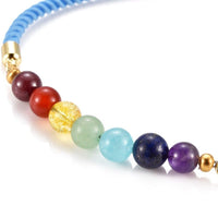 Chakra Adjustable Nylon Cord Slider Bracelet Bracelet Gemstone Gold Blue Z155