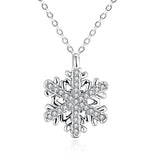 Rose Platinum Plated Necklace Pendant Snow Flake 20 Inches 1MM Lobster B129