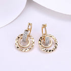 Yellow Gold Platinum Plated Earrings Drop Dangle Zirconia  Latch Back Clasp L578