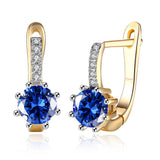 Yellow Gold Plated Earrings  Hoop Huggies AAA Zirconia  Latch Back Clasp L592