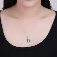 Sterling Silver Plated Necklace Women Pendant Initial Letter Alphabet B375