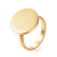 304 Stainless Steel Finger Rings Flat Round Gold Silver Z694