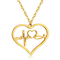 Stainless Steel Pendant Necklace Lobster Heart Heartbeat Silver Gold 17.7"  Z437