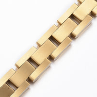 Stainless Steel Watch Band Bracelet Cubic Zirconia Gold 9"(230mm); 12mm P228