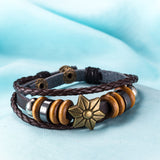 Leather Bracelet  Brown 8.5 Inches 20MM Push button  L442