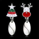 Enamel Stud Earrings Christmas Reindeer Rudolph Christmas Tree 37x13mm P134