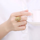 Yellow Gold Plated Ring Fashion Cocktail Flower B481