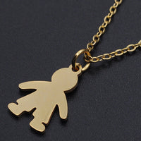 Stainless Steel Pendant Necklace Lobster Clasp Boy Silver Gold 15.7" 1.5mm P55