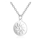 304 Stainless Steel Pendant Necklace Flat Round Sun Silver Color 16" 1mm A405
