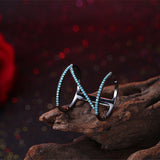 Rose Gold Platinum Plated Plated Knuckle Ring Kallaite Stone Blue B508