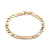 304 Stainless Steel Bracelet Figaro Chains Lobster Clasp Gold 7.8" 6mm  A80