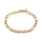 304 Stainless Steel Bracelet Figaro Chains Lobster Clasp Gold 7.8" 6mm  A80