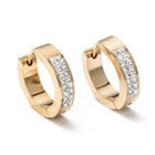 Stainless Steel Huggie Hoop Earrings Clay Crystal Rhinestone Ring Gold Z331
