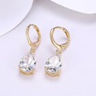 Yellow Gold Platinum Plated Earrings Drop Dangle Zirconia L585