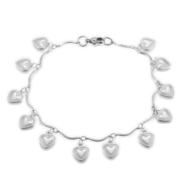 304 Stainless Steel Charm Bracelet Heart Stainless Steel Color 8.2"  A103