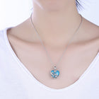 Platinum Plated Necklace Pendant Heart Kallaite Blue 20 Inches 1MM Lobster B191