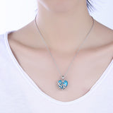 Platinum Plated Necklace Pendant Heart Kallaite Blue 20 Inches 1MM Lobster B191