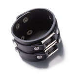Leather Bracelet  9 Inches 49MM Push button L444