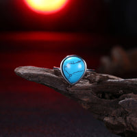 Platinum Plated Black Gunmetal Halo Plain Ring Womens Kallaite Stone Blue B501