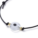 Adjustable Cowhide Cord Bracelet Handmade Evil Eye Gold Z142