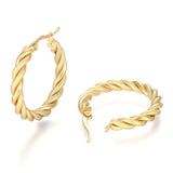 Stainless Steel Hoop Earring Hypoallergenic Ear Twisted Ring Gold Silver Z281