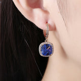 Yellow Gold Platinum Plated Earrings  Drop Dangle Zirconia Latch Back Clasp L594