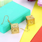 Yellow Gold Plated Earrings Drop Dangle Fish Hook Clasp L643