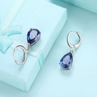 Yellow Gold Platinum Plated Earrings Drop Dangle Zirconia L585
