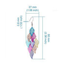 Dangle Earrings Earring Hooks Leaf Gray Blue Green Black 60x27mm P352