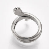 Alloy Cuff Finger Ring Snake Antique Silver Black Size 5 Adjustable 15.5mm P464