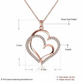 Rose Yellow Gold Silver Necklace Pendant Heart Zirconia 20" 2MM Lobster B332