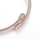 316 Stainless Steel Torque Bangles Heart Flexible Rose Gold Silver 2.2" P281