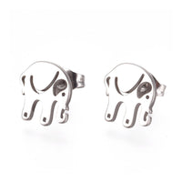 Stainless Steel Stud Earrings Earring Backs Elephant 10x9mm Pin: 0.7mm A174