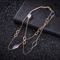 Yellow Gold Plated Necklace Chain  AAA Zirconia Blue Lobster Clasp B390