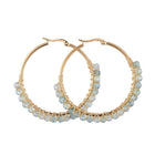 Hoop Earrings Stone Beads Gold Stainless Steel Hoop 50mm Pin 0.6x1mm  P602
